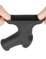 LoveToy Silk Knights Ring Vibrating Penis And Scrotum Sleeve (Ø 2.8 cm) - Black