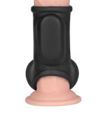 LoveToy Silk Knights Ring Vibrating Penis And Scrotum Sleeve (Ø 2.8 cm) - Black