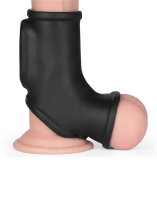 LoveToy Silk Knights Ring Vibrating Penis And Scrotum Sleeve (Ø 2.8 cm) - Black