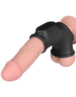 LoveToy Silk Knights Ring Vibrating Penis And Scrotum Sleeve (Ø 2.8 cm) - Black