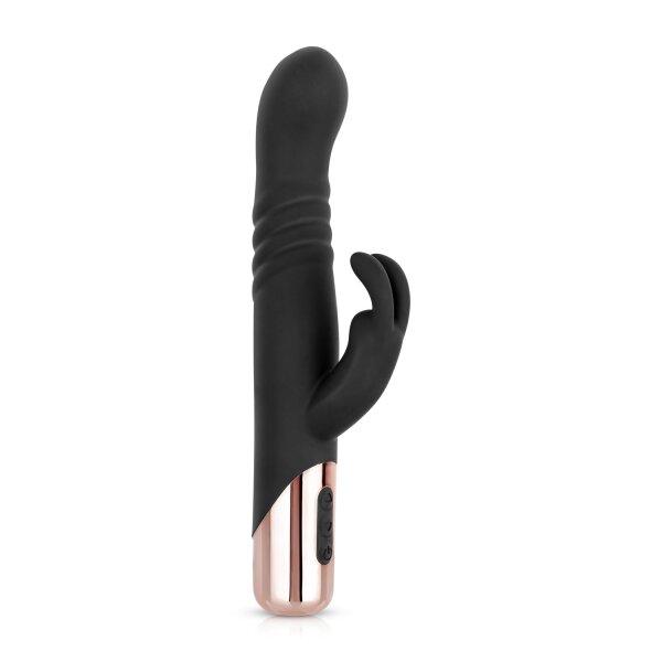 Rosy Gold Rabbit Vibrator with thrusting function Black