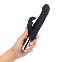 Rosy Gold Rabbit Vibrator with thrusting function Black