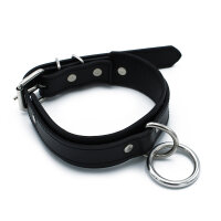 Kiotos Leather Collar with O-Ring Black