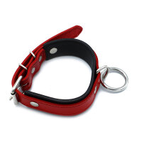 Kiotos Leather Collar with O-Ring Black Red