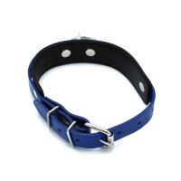 Kiotos Leather Collar with O-Ring Black Blue