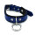 Kiotos Leather Collar with O-Ring Black Blue
