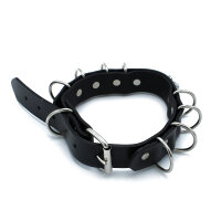 Kiotos Leather Collar with Multi D-Rings Black