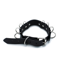 Kiotos Leather Collar with Multi D-Rings Black