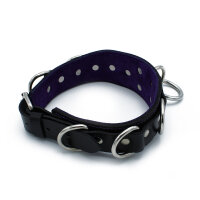 Kiotos Leather Collar with Multi D-Rings Black