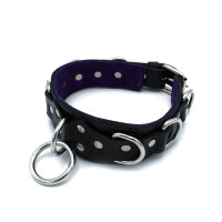 Kiotos Leather Collar with Multi D-Rings Black