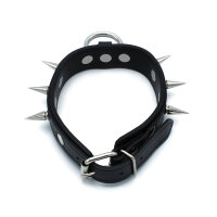 Kiotos Leather Collar with Spikes and O-Ring Black