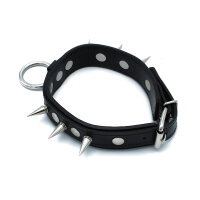 Kiotos Leather Collar with Spikes and O-Ring Black