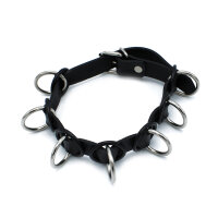 Kiotos Leather Collar with 7 Statement Rings Black