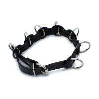 Kiotos Leather Collar with 7 Statement Rings Black