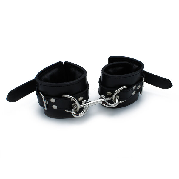 Kiotos Padded Leather Handcuffs Black