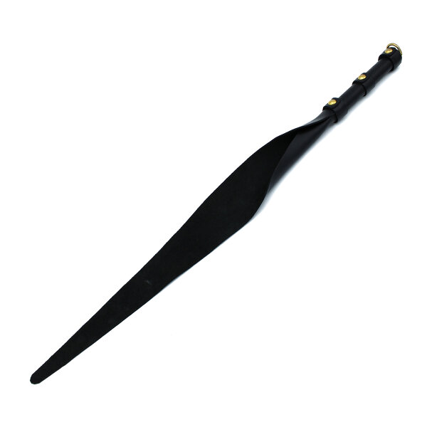 Kiotos Leather Whip with D-Ring Black Gold