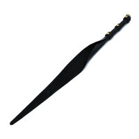 Kiotos Leather Whip with D-Ring Black Gold