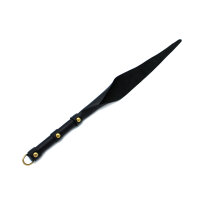 Kiotos Leather Whip with D-Ring Black Gold