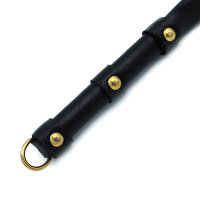 Kiotos Leather Whip with D-Ring Black Gold