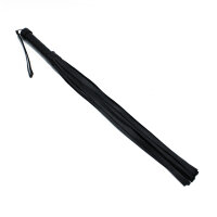 Kiotos Black Leather Flogger with Braided Handle