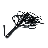 Kiotos Black Leather Flogger with Braided Handle