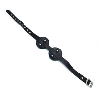 Kiotos Black Leather Blindfold with Adjustable Eye Patches