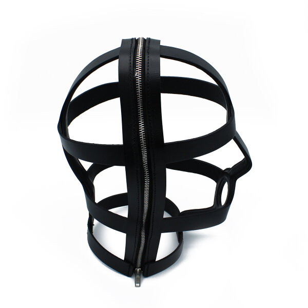 Kiotos Black Leather Head Cage with Zipper