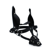 Kiotos Black Leather Dog Mask with Ears & Snout