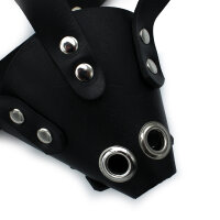 Kiotos Black Leather Dog Mask with Ears & Snout