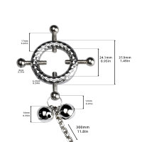 Kiotos Circular Nipple Clamps Bells & Leather Harness