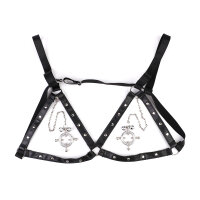 Kiotos Circular Nipple Clamps Bells & Leather Harness