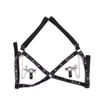 Kiotos Adjustable Nipple Clamps Bells & Leather Harness