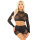Leg Avenue Shiny Net Crop + Mini Skirt Black