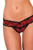 Rene Rofe Lingerie Crotchless Lace V-Thong Red S/M - M/L