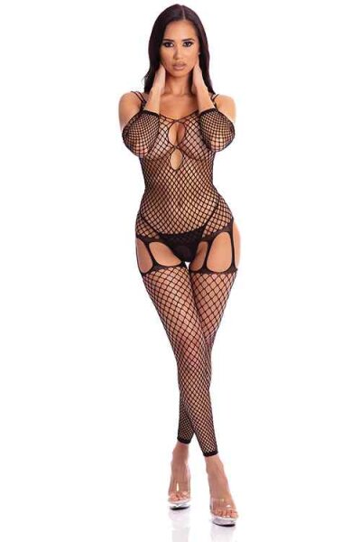 Pink Lipstick - In My Head Netz-Strapsbody Onesize - Queensize