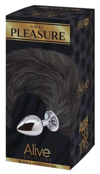 Alive Black & White Fox Tail S