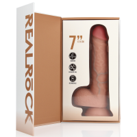 RealRock Vibrating Regular Straight Cock with Balls - 7 / 18 cm - Flesh