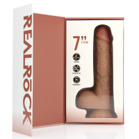 RealRock Vibrating Regular Straight Cock with Balls - 7 / 18 cm - Tan