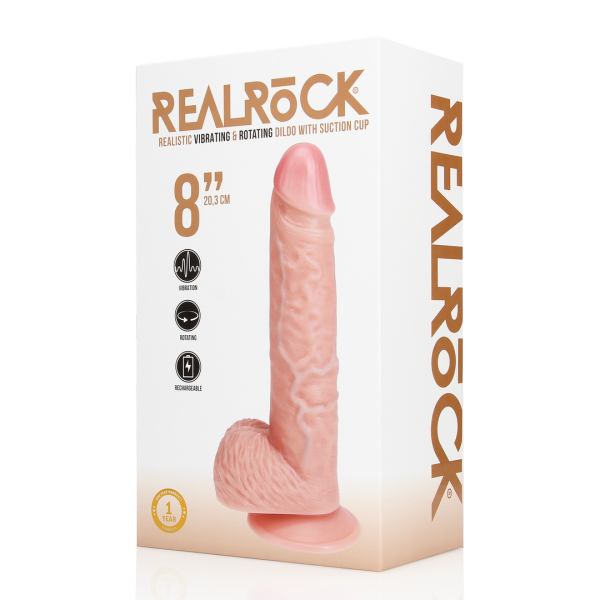 RealRock Vibrating and Rotating Straight Cock with Balls - 8 / 20,5 cm - Flesh
