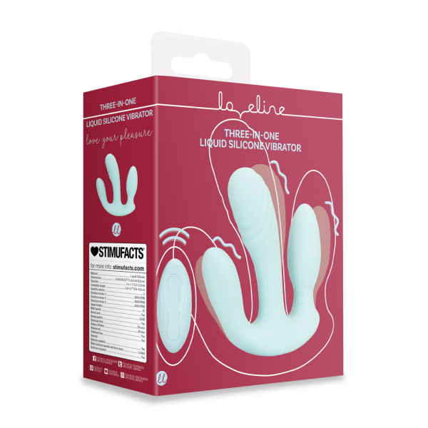 Loveline Three-In-One Liquid Silicone Vibrator - Breezy Blue