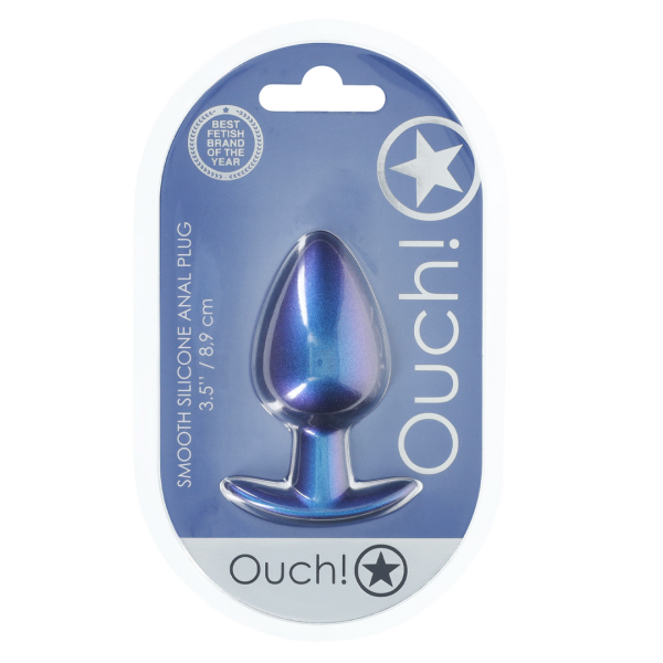 Ouch! Smooth Silicone Anal Plug Large 8,9 cm ø 3,5 cm Blau