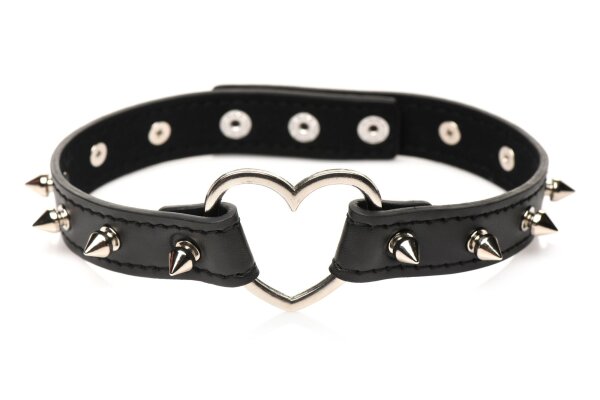 XR Brands Herz-Choker mit Nieten Schwarz