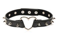 XR Brands Herz-Choker mit Nieten Schwarz