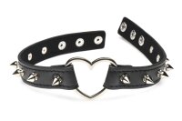 XR Brands Herz-Choker mit Nieten Schwarz