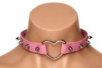 XR Brands Herz-Choker mit Nieten Rosa