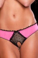 Rene Rofe Lingerie Crotchless Frills Panty Pink S/M - M/L