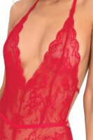 Spank Me Strap-Back Lace Teddy Red S/M - M/L