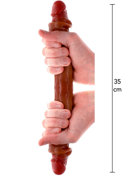 ToyJoy Get Real Silicone Foreskin Double Dong 35 cm Caramel skin tone