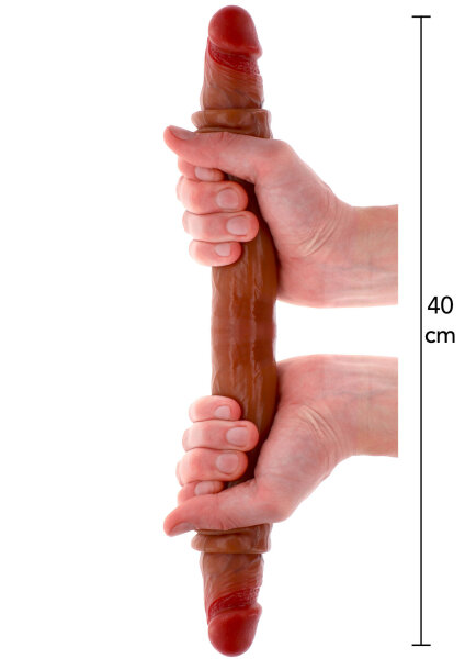 ToyJoy Get Real Silicone Foreskin Double Dong 40 cm Caramel skin tone
