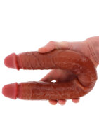 ToyJoy Get Real Silicone Foreskin Double Dong 46 cm Caramel skin tone